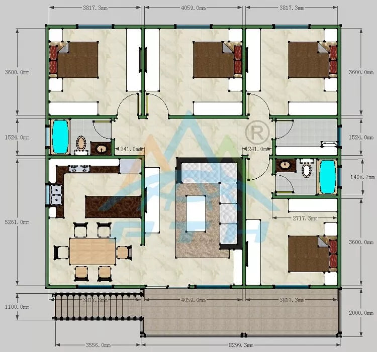 Luxury Prefabricated Light Steel Structure Villa With 4 Bedroom