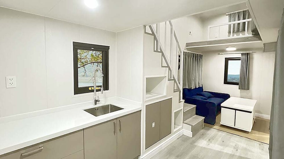 Cider Box Tiny home on Wheels in White